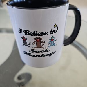 Starbucks White and Black Sock Monkey Mug. NEW